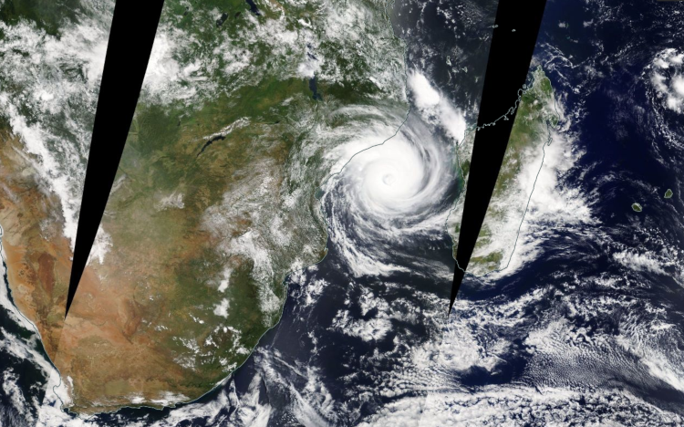 Zyklon Idai vor der Küste Mosambiks am 13.März 2019; Quelle NASA EOSDIS